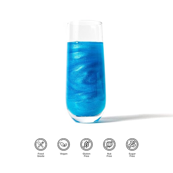 Blacksherbet Electric Blue Edible Glitter for Drinks 5 Grams | KOSHER Certified | Drink Glitter and Dust for Cakes, Strawberries, Cupcakes, Chocolate & Cake Pops