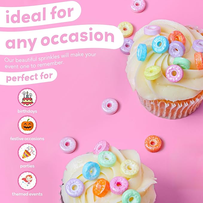Pretty Donut Sprinkles for Cupcakes - Our Pastel Sprinkles for Cake Decorating Add a Pop of Color to Any Tasty Treat - Donut Sprinkle Party Supplies - Celebrate Events with our Cute Topping (Pastry)