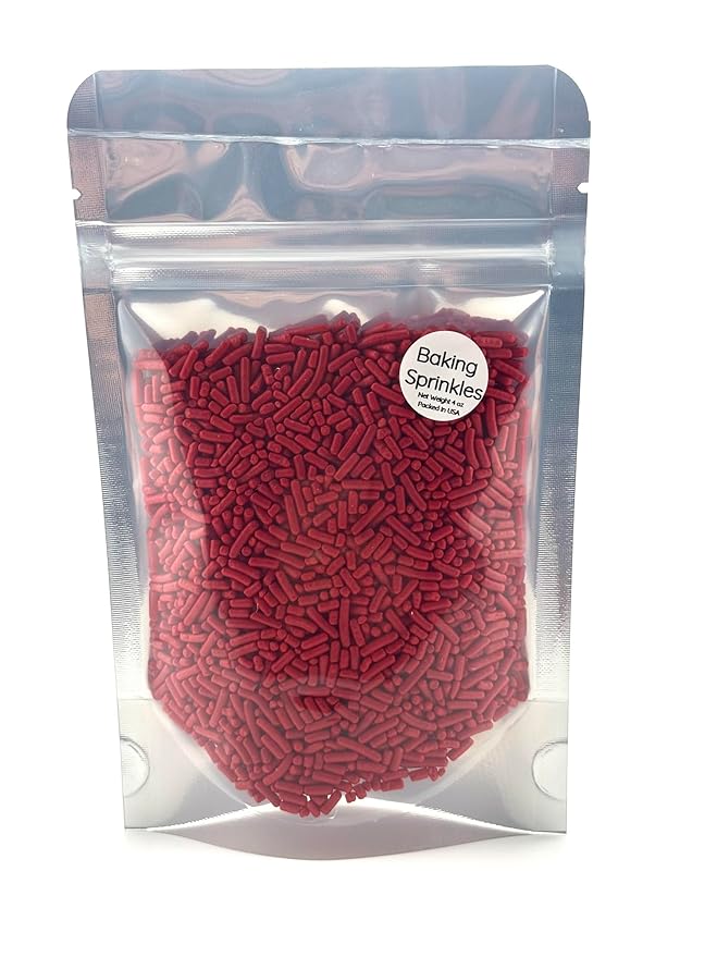 Red Sprinkles for Baking Cakes, Cupcakes, Cookie Decorations, Ice Cream and Donut Toppings Edible Decorating Baking Supplies - 4 oz package (Red)
