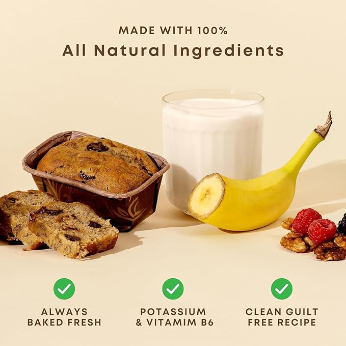 Gift Box of Gourmet Banana Bread by Sweetness Central, Baked Fresh for Each Order, Made with Belgian Chocolate Chips, The Perfect Dessert & Holiday Gift, Individually Wrapped to Arrive Soft & Moist, 6 Pack