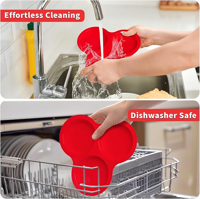 2 Pack Air Fryer Silicone Egg Molds, 4 Inch Jumbo Round Muffin Top Pans for Breakfast Sandwiches, Egg Bites, Hamburger Buns, Tart, Pancake