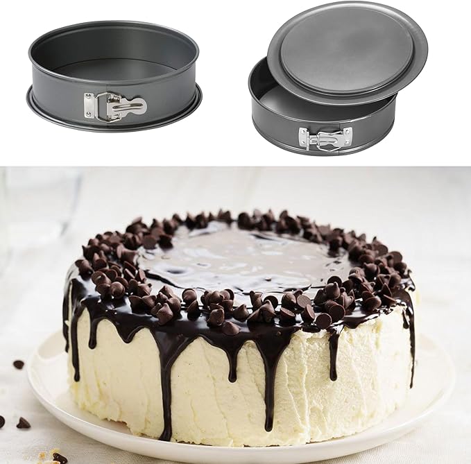 Cake Pan - 9 Inch Baking Tool for Smooth Release, Uniform Heating with Removable Base, Bakeware for Home Restaurant Kitchen Oven Use Silver Steel Gift Packaging Box Pack