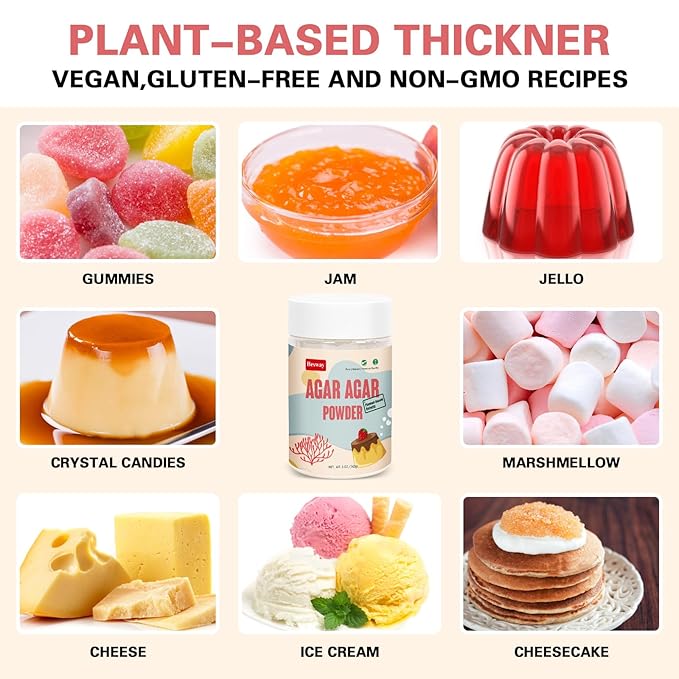 Besway Agar Agar Powder 5 oz, 100% Natural Red Algae, Gelatin Substitute, Vegan Halal Gluten-free, Non-GMO, Sugar-free, Unflavored Plant-based for Cooking Baking, Product of China
