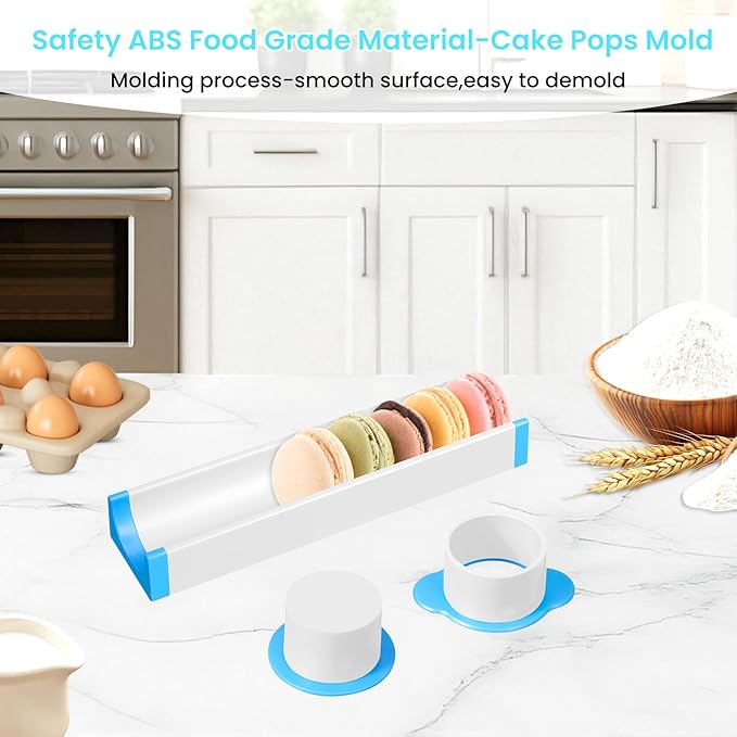 Round Cake Pop Cutter and Pusher Set : Cake Pop Kit with Tray and 100PCS Sticks - Easy to Make Homemade Cakepop Molds Shapes for Housewife, Baking Enthusiast Parties Prep