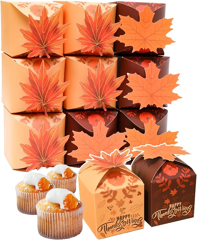 qiqee Thanksgiving Cross Gift Boxes 28pcs 3.3x3.3x3.3 Inches Cookie Boxes for Festival Party,3D Square Gift Box for Gifts,Small Cardboard Box for cookie,chocolate,pudding, Widely Used in Various