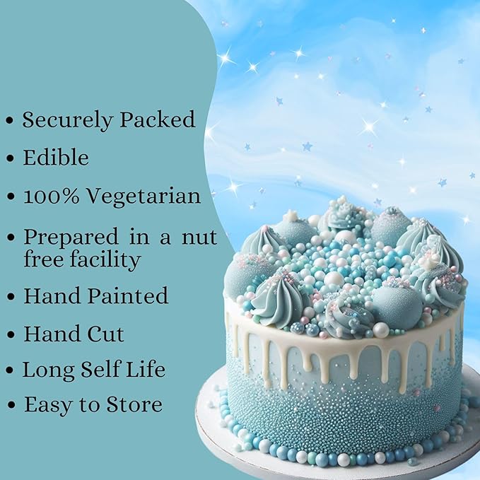Confect Baby Blue Sprinkles for Christmas Cake & Cupcake Decoration – Edible Pearl Sprinkles & Jimmies for Holiday Desserts- Vegan, Gluten-Free, Nut-Free, Soy-Free, Dairy-Free, Palm Oil-Free - 4.2 Oz
