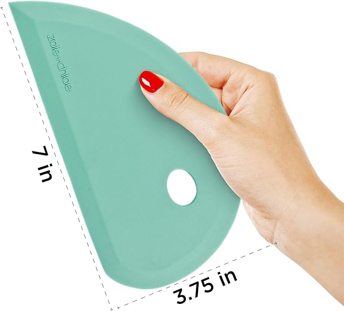 Zoie + Chloe Multipurpose Silicone Bowl Scraper - Dough Scraper for Cleaning Mixing Bowls, Baking Pan - Silicone Scraper Spatula For Painting, Smoothing, Frosting, Cake Decorating - Gray, 7x3.75