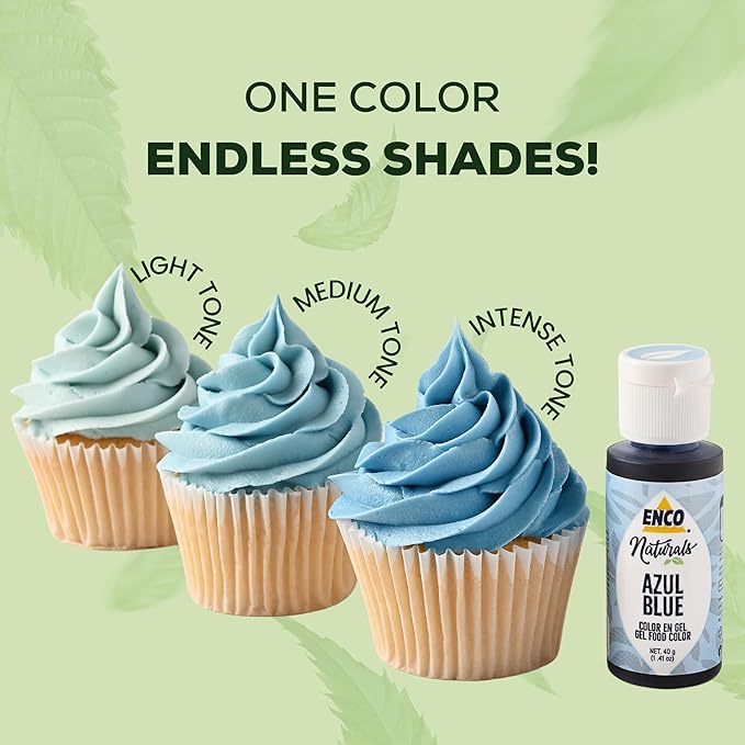 ENCO Natural Food Coloring Gel Blue 1.41 oz - No artifitial dyes - Vibrant colors for Icing, Buttercream, Fondant - Vegan & Kosher - Not Bake Resistant