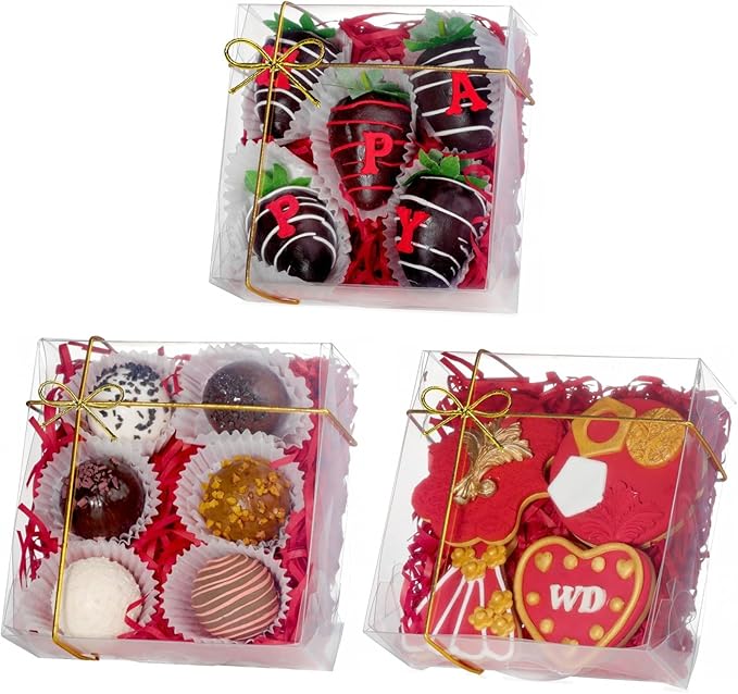 50PCS 5" x5x2 Inches Clear Bakery Boxes for Cookies, Cakes, Macarons, etc for Easter Mother's Father's Christmas Valentine's Birthday Day