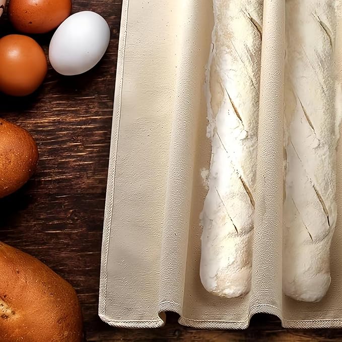 2PCS Proofing Cloth Set for Bread Baking, 14x18 Inches Linen Fabric Reusable Thick Toasted Bread Cloth for Baguettes, Loaves, Dough, Pastry and Homemade Breads