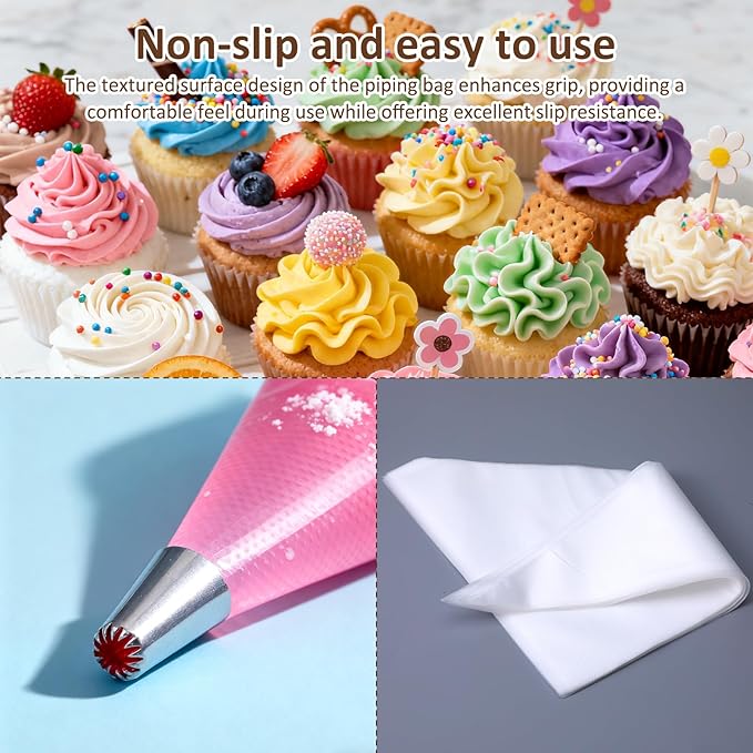 18 Inch Disposable Piping Bags,400pcs Large Piping Bags Non-Slip Pastry Bags,Thickened Plastic Icing Bags for Desserts, Cake, Breads and Cookies