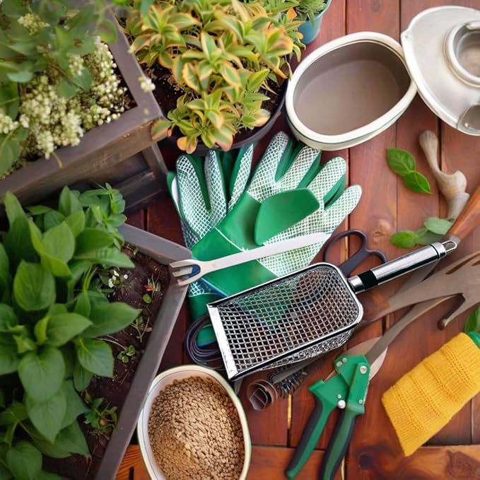 2pcs Gardening Soil Sifter with Stainless Steel Handle Sand Soil Compost Sifter 0.15/0.2 Inch Mesh Screen for Sand,Dirt, Rock,Compost,Filtration