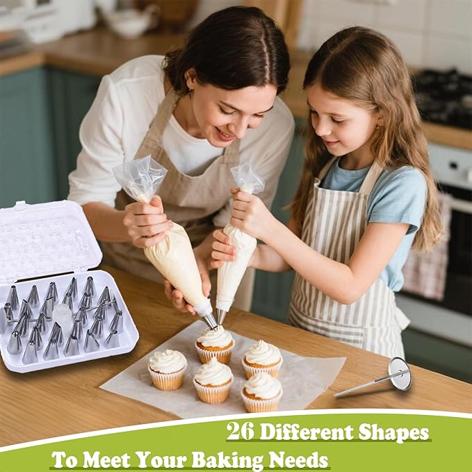 FANTEXY 29 Pieces Piping Tips Set, Cake Decorating Supplies with 26 Icing Piping Kits 2 Flower Nails, 1 Couplers, Frosting Icing Kit for Cake, Cupcake with Storage Box