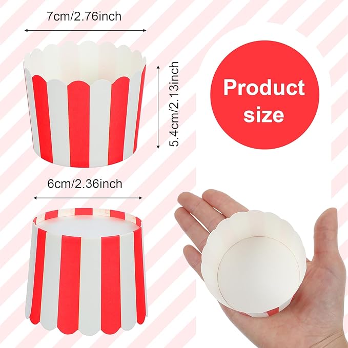 200 Pcs Stripes Cupcake Liners, Round Cupcake Baking Paper Cups Muffin Wrapper Paper for Birthday Parties, Weddings, Gatherings, Graduation Parties (Bottom Dia 2.36 Inch)