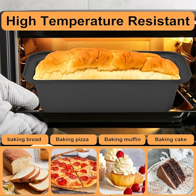 5-Piece Kitchen Non-Stick Baking Pan Set, Including Round/Square Cake Pan, Muffin Pan, Bread Pan, Baking Pan, and Baking Sheet, Durable and Scratch-Resistant Baking Set, Black