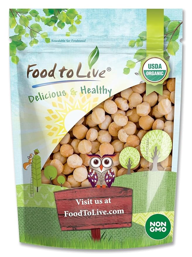 Organic Dry Roasted Whole Macadamia Nuts, 1.5 Pounds – Unsalted, Delicious and Nutritious Snack Made from Premium Non-GMO Nuts, Perfect for Keto and Paleo Diet. Rich Butter Flavor. Kosher, Vegan