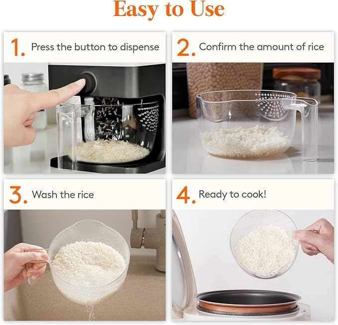 Lifewit 3 Pack Rice Dispenser 25 Lbs(11.3kg), Rice Storage Container Sealed Moisture Proof with Measuring Cup for Kitchen Pantry Household, BPA-Free, Black