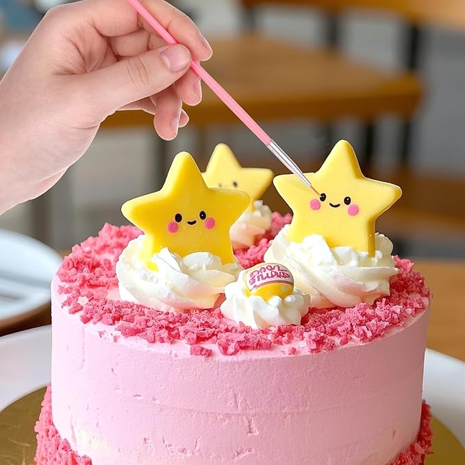 30 PCS Cake Decorating Brushes Cake Painting Brushes Fondant Paint Brush Food Paint Brush Baking Decorating Tools Cookie Brushes DIY Tool Set Cake Decorating Painting Tool Icing Pastry Brush(Pink)