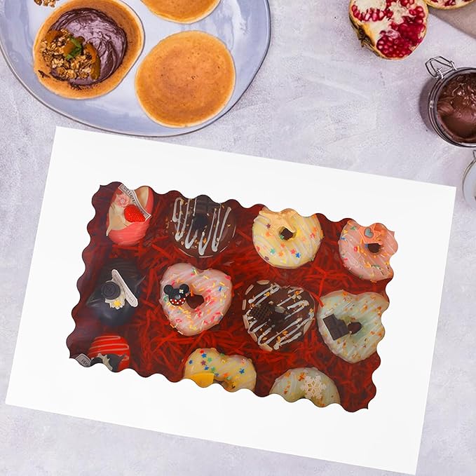 10-Pack 16x11x2.5 Inches Cookie Boxes with Window,White Bakery Boxes Auto-Popup Cake Boxes,Muffins,Cookies Boxes with PVC Window Hold 12 Donuts