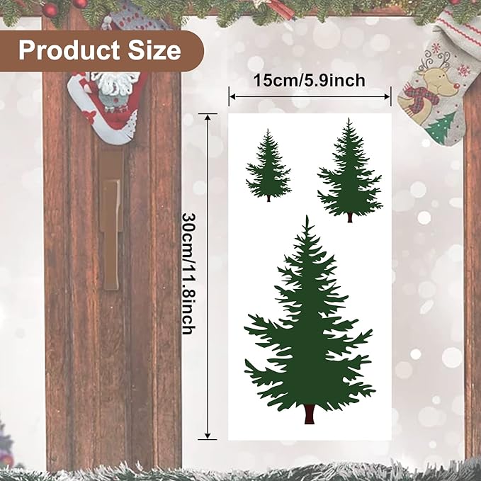 Leaf Trees Stencils Christmas Reusable Pine Drawing Stencils Winter Holiday Templates Cypress Stencil Woodland Painting for Wood Canvas Home Decor Crafts (4 Pcs Leaf) (Style 2)