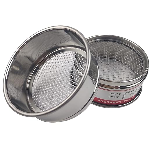 LABALPHA 8 Mesh Lab Sieves, Test Sieve #8 Mesh, 4'' Diameter, 304 Stainless Steel Wire Cloth (2.5mm)