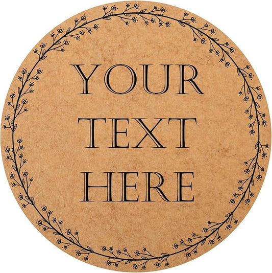 150,200Pcs Kraft Custom Sticker Labels Round Customized Labels Wreath Designs Personalized Stickers for Food Jars Gift Essential Oil Bottles Storage Bins(Kraft Paper 4)
