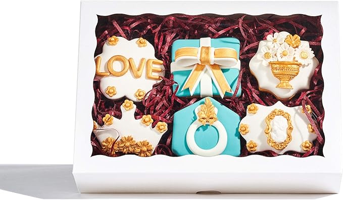 24PCS 10 x 7 x 2.5 inches Elegant White Cookie Boxes, Strawberry Boxes with Clear Window,Paper Gift Box
