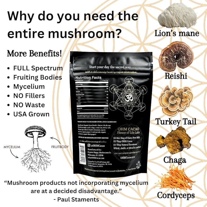 OhmCacao Duo: Organic Pure Cacao Powder & Organic Mushroom Cacao Powder