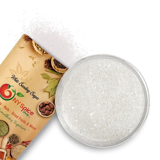 NY Spice Shop White Sanding Sugar - 8 Ounce Sweet Colorful Edible Sprinkles For Candy Dish - Sugar Sprinkles For Cake Decorating Cookies Basket & Dishes