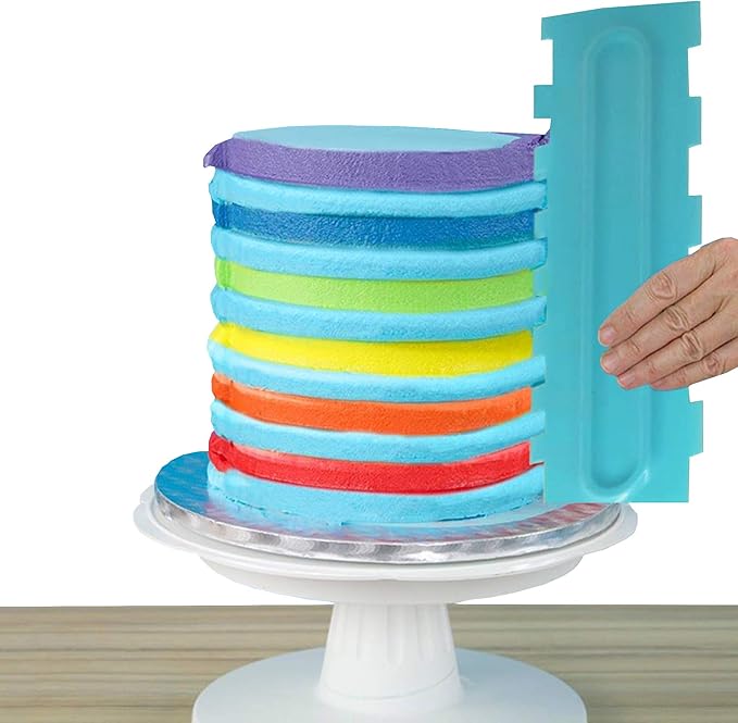 Antallcky Cake Scraper Polisher Set of 6 Pack Decorating Comb and Icing Smoother Mousse Butter Cream Cake Edge Tools, Plastic Sawtooth 12 Design Textures-Blue