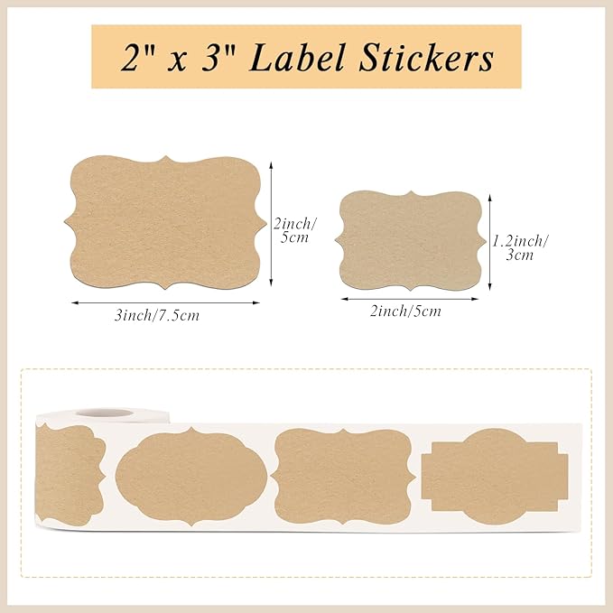300 Pcs Gift Tags Stickers Name Labels Stickers, 4 Self-Adhesive Handmade Bottle Jar Labels for Presents Decoration Jars Craft