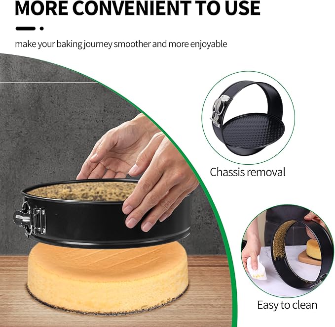 3-Piece Springform Pan Set, 4/7/9 Inch Nonstick Cheesecake Pans with Removable Bottoms, Leakproof Round Baking Pans for Oven, Includes 50 Parchment Paper Liners