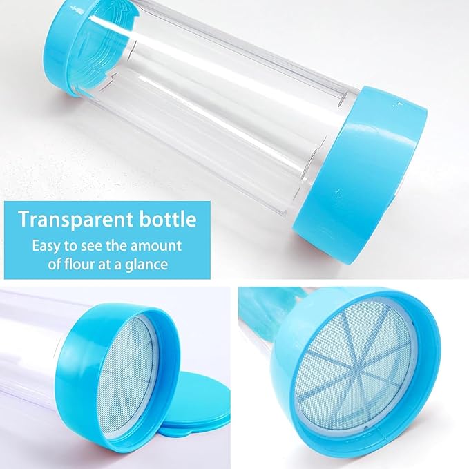 Flour Sifter,Sifter for Baking,Powdered Sugar Shaker Duster,Flour Duster for Bread Baking Flour Sieve for Baking Cakes Kitchen (Blue)