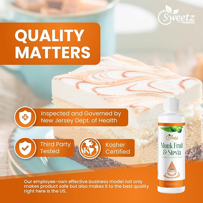 Monk Fruit & Stevia Liquid Sweetener Drops - Natural Sweeteners & Sugar Alternatives - Delicious Blend with No Bitter Aftertaste-Concentrated Sweetener Liquid Drops Extract – 16 Fl oz (2 packs)