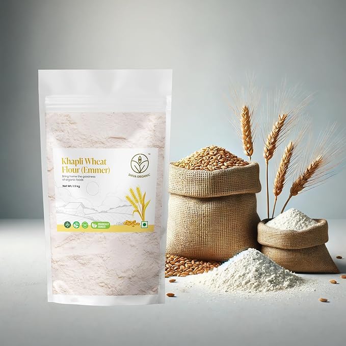Shiva Organic Khapli Wheat Atta - 1.5 kg | Emmer Wheat Flour | High Fiber, Low Gluten, Ancient Grain with Abundant Bran