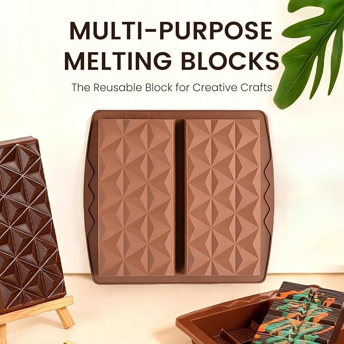 3 PCS Chocolate Bar Mold Silicone Molds,Rectangular Non Stick Chocolate Molds, Food Grade Silicone Deep Mold DIY for Snacks