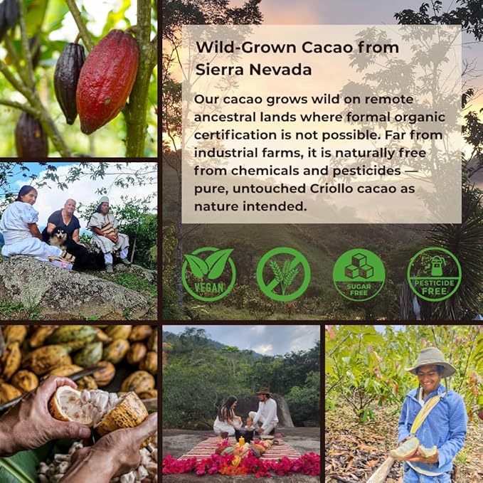 Origen Ceremonial Cacao – 100% Natural Ceremonial Grade Cacao – Unsweetened & Anti Oxidant Pure SuperFood – Indigenous Criollo from the Arhuaco Tribe – Vegan, Gluten-free