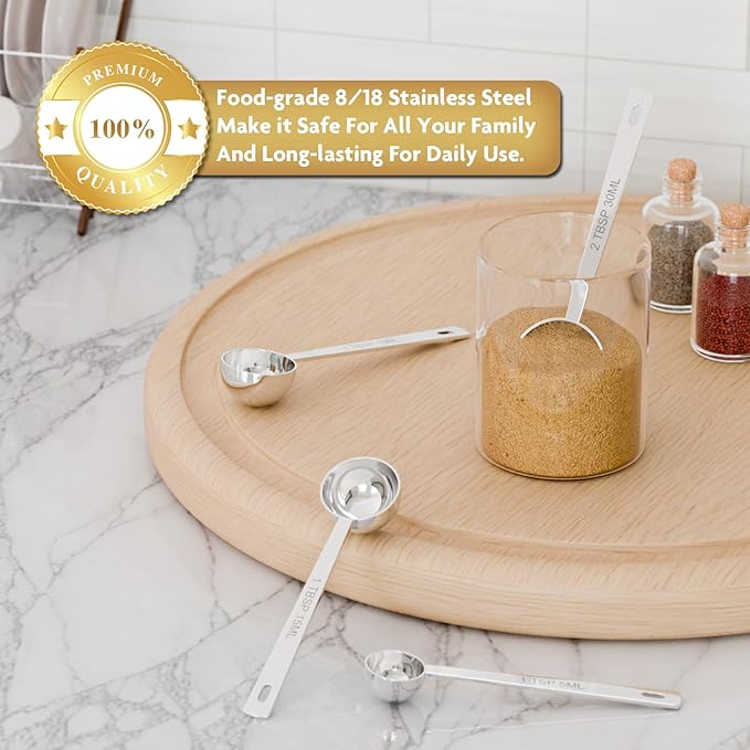 1PCS 2TBSP(30ML) 18/8 Stainless Steel Measuring Spoon, Metal Measure Scoop for Dry and Liquid Spices, Must-have for Kitchen