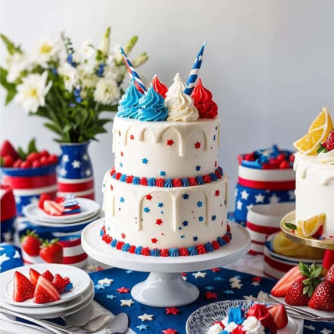 Patriotic Sprinkles Red Blue White Sprinkle 7 Ounce July 4th Sprinkles Blue White Star Sprinkle Edible Jimmies Mix Patriotic Memorial Day Toppings for Cake Cookie Ice Cream Decorations