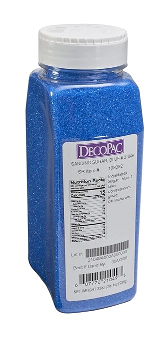 DecoPac Sanding Sugar | Blue Edible Sugar Sprinkles | 33oz | Edible Sanding Sugar in Handheld Container | Made In USA | Sugar Sprinkle Mix For Cakes, Cupcakes, Cookies, Extra Large Pack | 33 Ounce - Blue