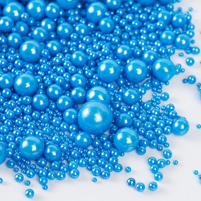 Royal Blue Sprinkles for Cake Decorating 3.5 Ounces Patriotic Edible Sugar Pearls Mixing Sizes for Cupcake Topper, Cookies, Ice Cream Toppings Cake Decorations for 4th of July Celebrations