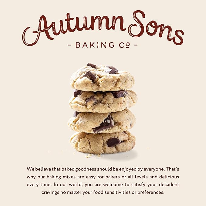 Autumn Sons Baking Co. Gluten Free Chocolate Chunk Cookie Mix. Vegan Plant Based Baking Mix. Top 9 Allergen Free. Dairy Free, Nut Free, Soy Free, Non GMO 9.3 oz (Pack of 3)