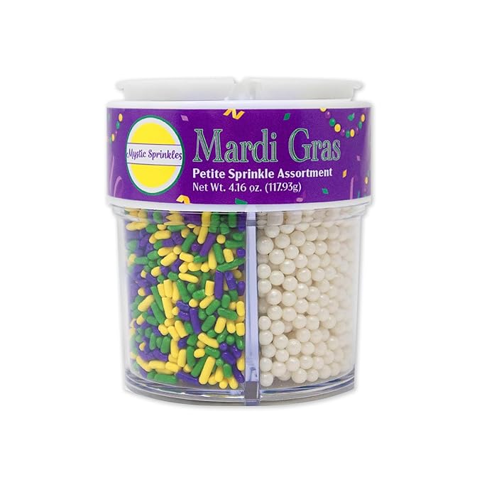 Mystic Sprinkles 4 Cell Sprinkle Assortments (Mardi Gras, Petite)