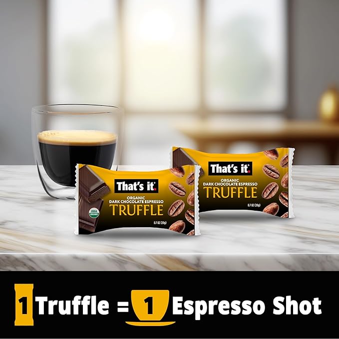 That's it. Organic Dark Chocolate Espresso Truffles (1 Truffle = 1 Espresso Shot) Vegan, Gluten-Free, Grab and Go, Allergy Friendly (Espresso - 18 Pack)