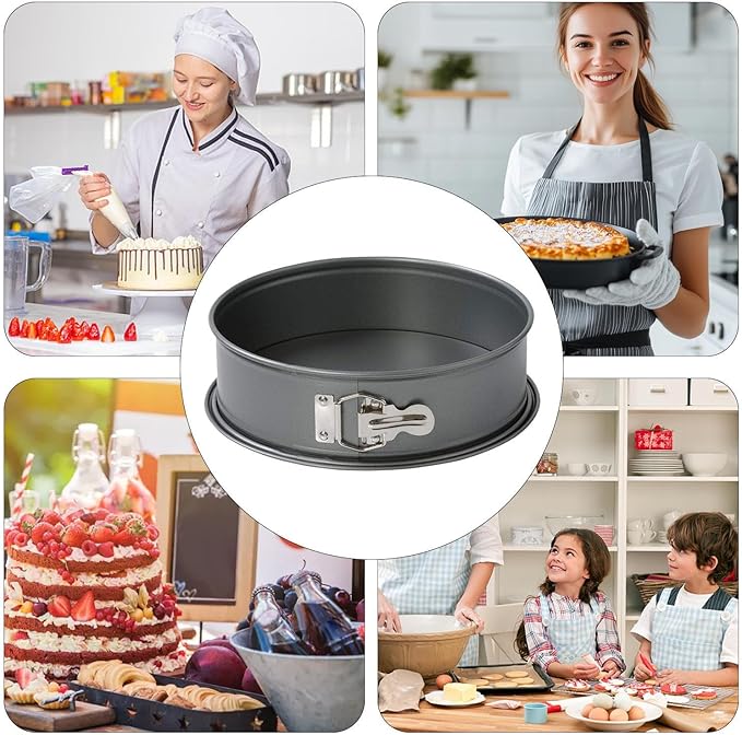 Cake Pan - 9 Inch Baking Tool for Smooth Release, Uniform Heating with Removable Base, Bakeware for Home Restaurant Kitchen Oven Use Silver Steel Gift Packaging Box Pack