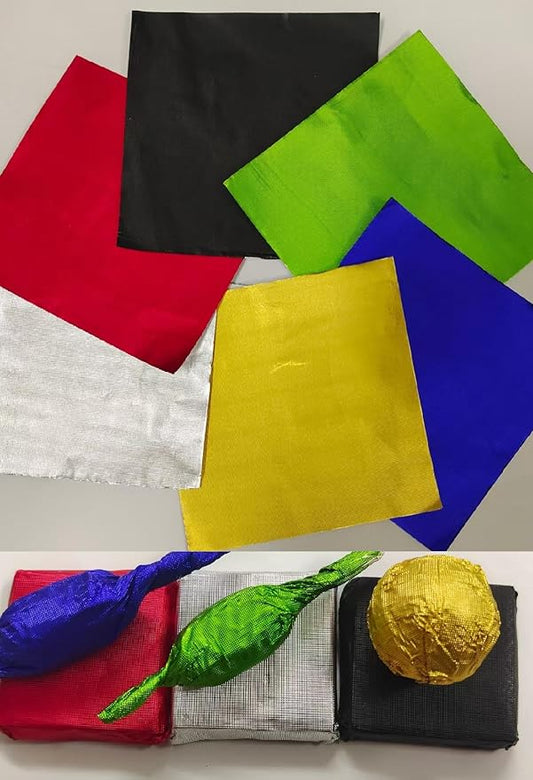 Aluminium Foil Paper Chocolate Candy Wrappers Wrapping Papers Square Sweets Lolly Paper Food Candy Tin Foil Wrappers for Candy Packaging Decoration 3.9 by 3.9-Inch 6 Colors