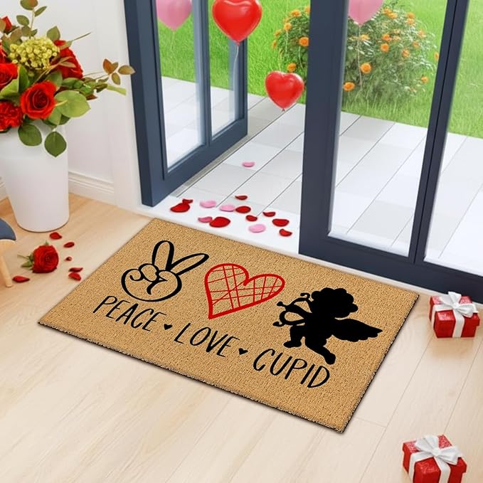 Dunzy 16 Pcs Valentine's Day Stencils for Door Mats Crafts Reusable Merry Valentine's Day Welcome Templates Large Stencil for Painting on Wood Sign Wall Doormat DIY Project