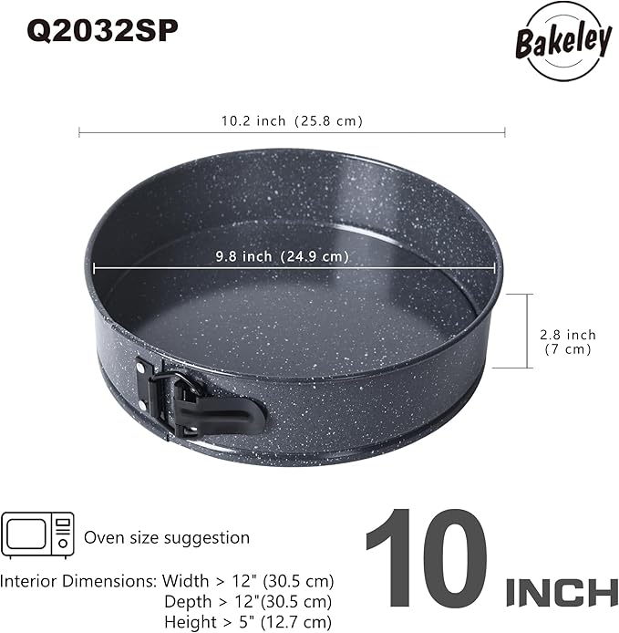 Springform Pan, 10-Inch Nonstick Cheesecake Pan with Removable Bottom Round Baking Cake Pie Mold for Oven 10" x 10" (Black with White Point)