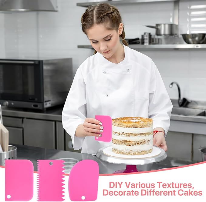 Dessert Decorating Syringe Set, Cake Icing Gun with 6 Russian Piping Nozzles & Cream Scraper, Stainless Steel Frosting Piping Kit for Cupcake, Cake Decorating Tools