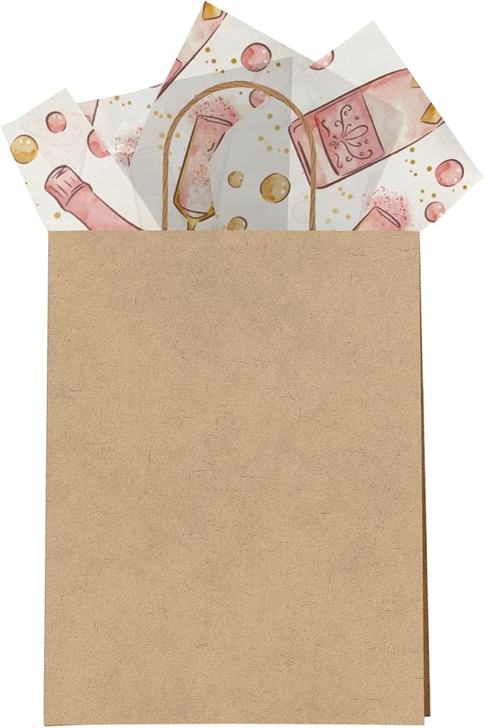 Champagne Bottles Printed Tissue Paper for Engagement Gift Bags or Boxes and Wrapping - Bulk Decorative Art Tissue Paper for Wedding Packaging and Gifting | 24 Sheets 20" x 30"